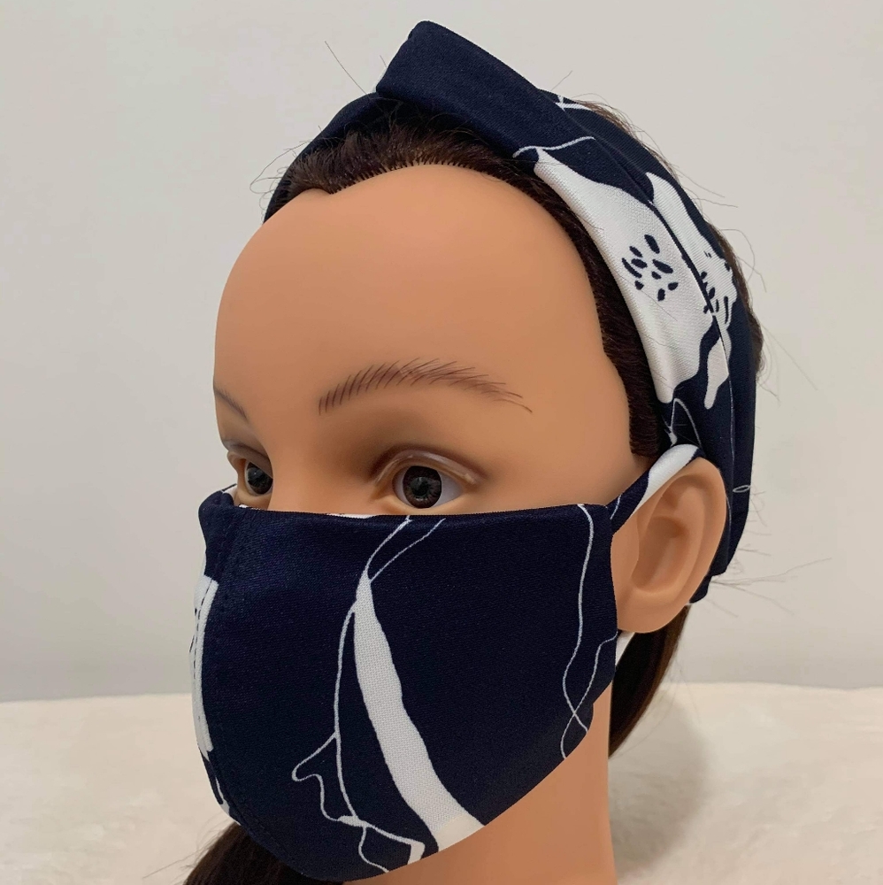 Boho Top Knot Headband and Facemask and Set